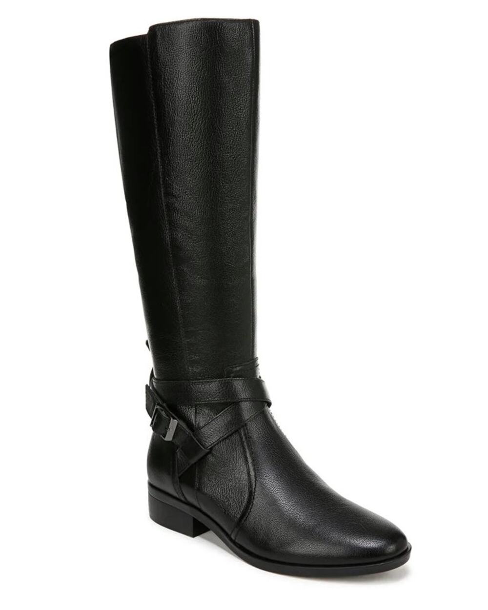 Naturalizer Rena Wide Calf Leather Knee High Riding Boot Size 10M WC Black